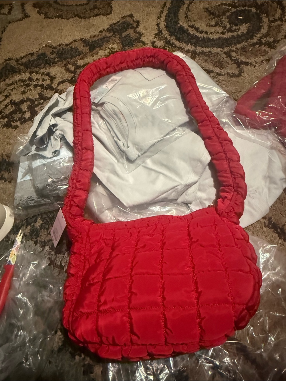 wild fable Red Quilted Shoulder Bag with Padded Strap